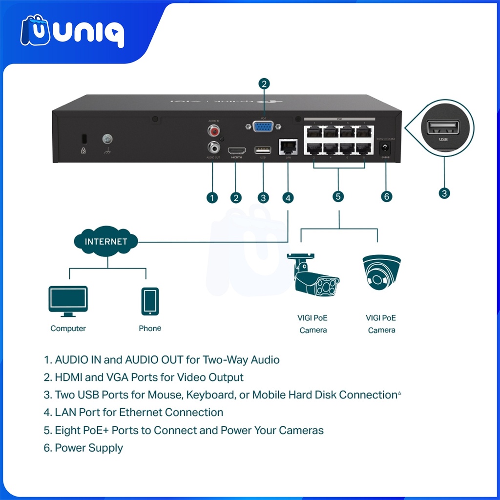 TP-Link VIGI NVR1008H-8MP 8 Channel PoE+ Network Video Recorder