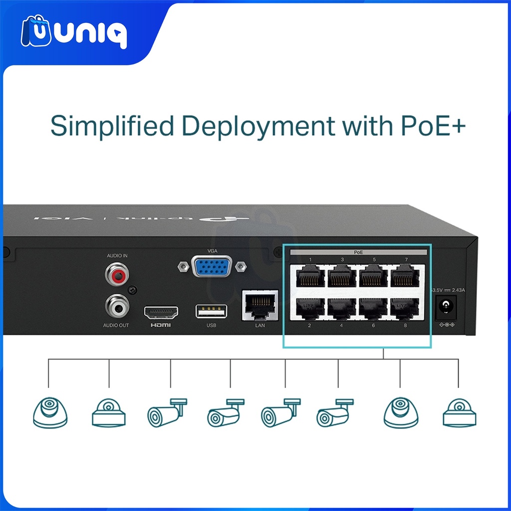TP-Link VIGI NVR1008H-8MP 8 Channel PoE+ Network Video Recorder
