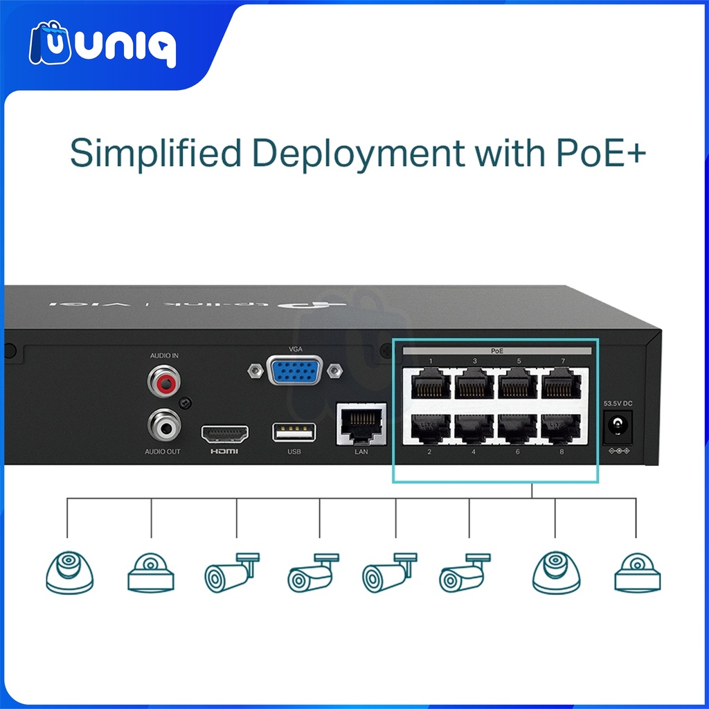 TP-Link VIGI NVR1008H-8P 8 Channel PoE+ Network Video Recorder
