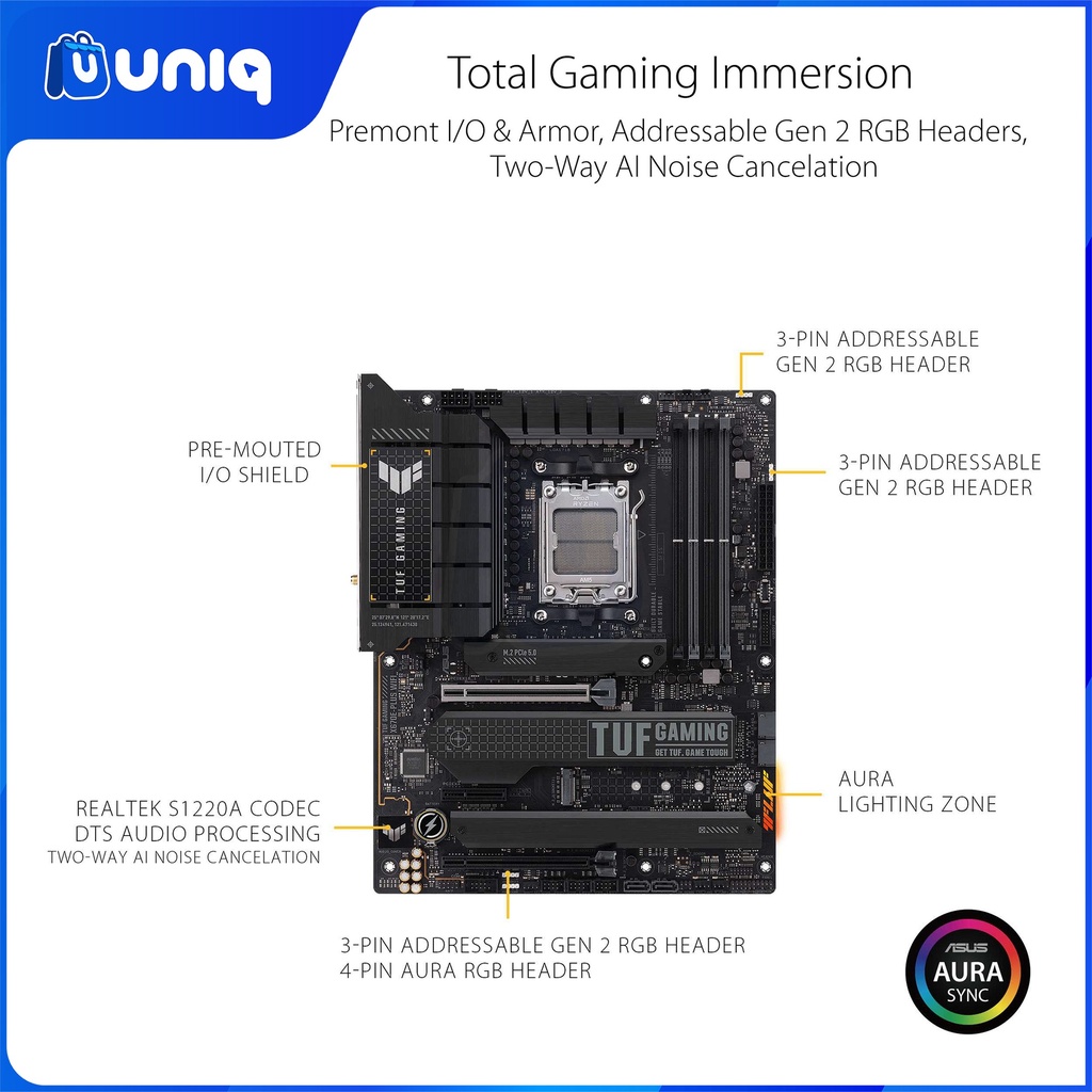 ASUS TUF GAMING X670E-PLUS WiFi AMD AM5 X670E (Ryzen 7000) ATX Gaming Motherboard
