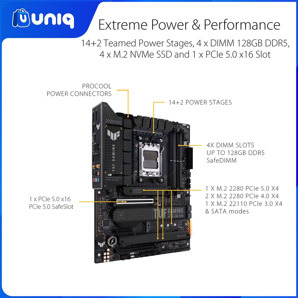 ASUS TUF GAMING X670E-PLUS WiFi AMD AM5 X670E (Ryzen 7000) ATX Gaming Motherboard