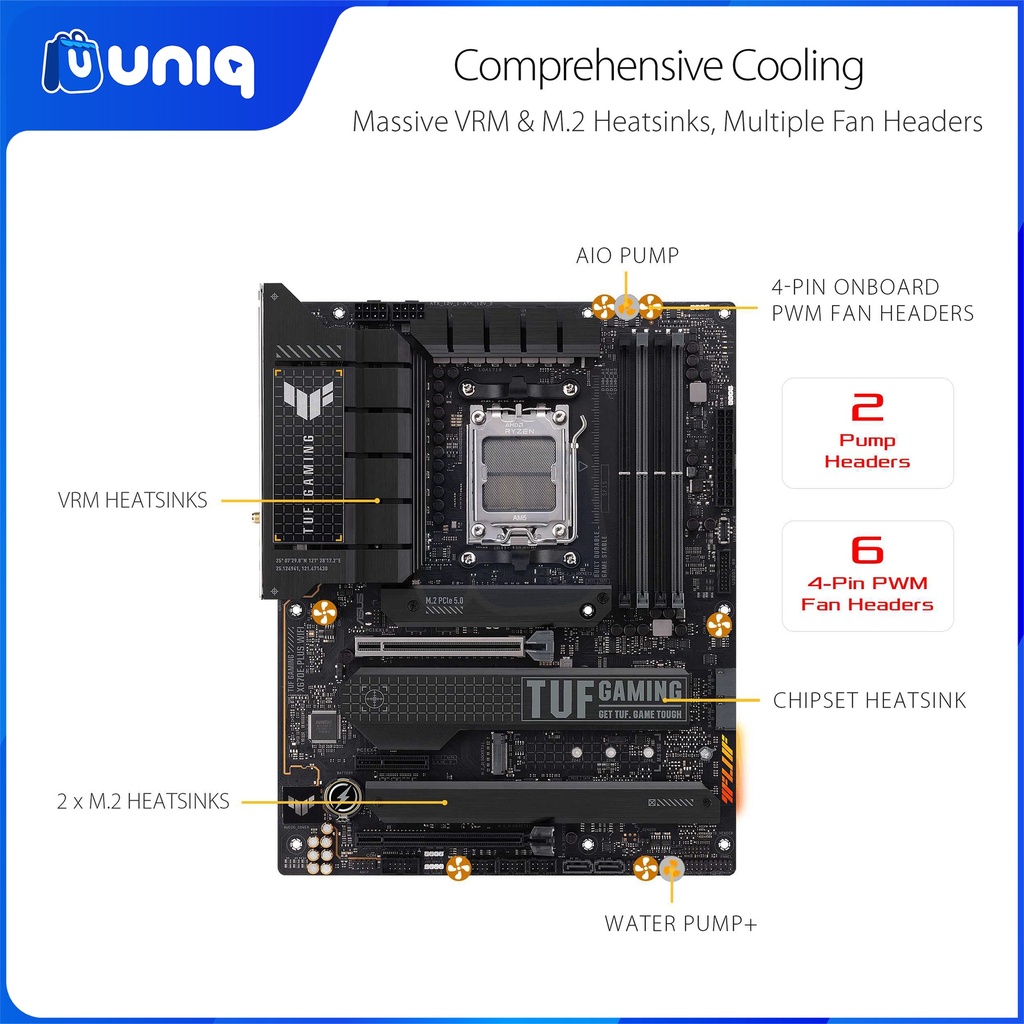 ASUS TUF GAMING X670E-PLUS WiFi AMD AM5 X670E (Ryzen 7000) ATX Gaming Motherboard