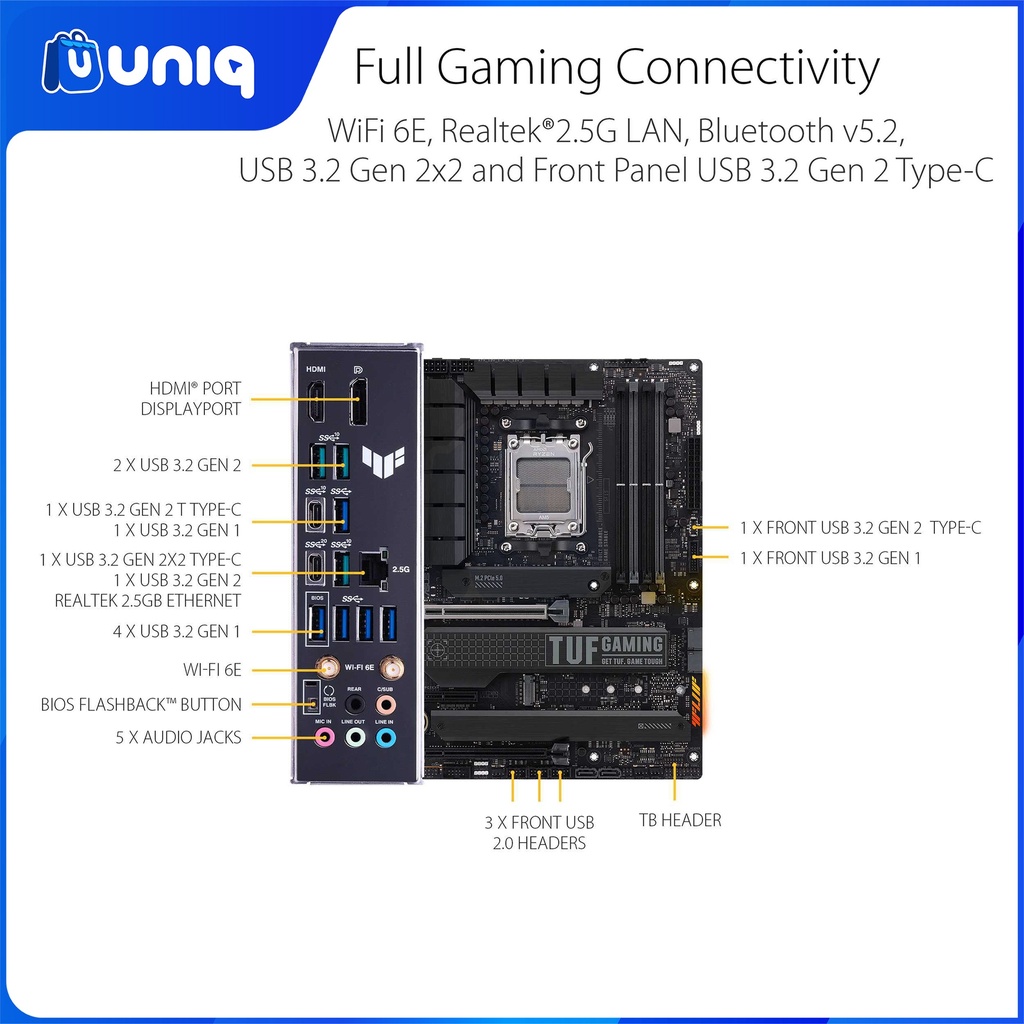 ASUS TUF GAMING X670E-PLUS WiFi AMD AM5 X670E (Ryzen 7000) ATX Gaming Motherboard