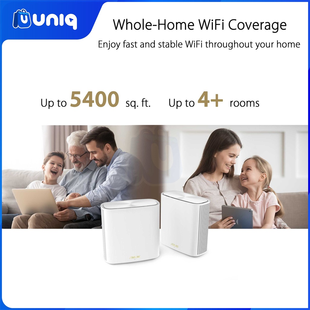 Asus ZenWiFi XD6 AX5400 Whole-Home Dual-Band Mesh WiFi 6 System (2-Pack, White)