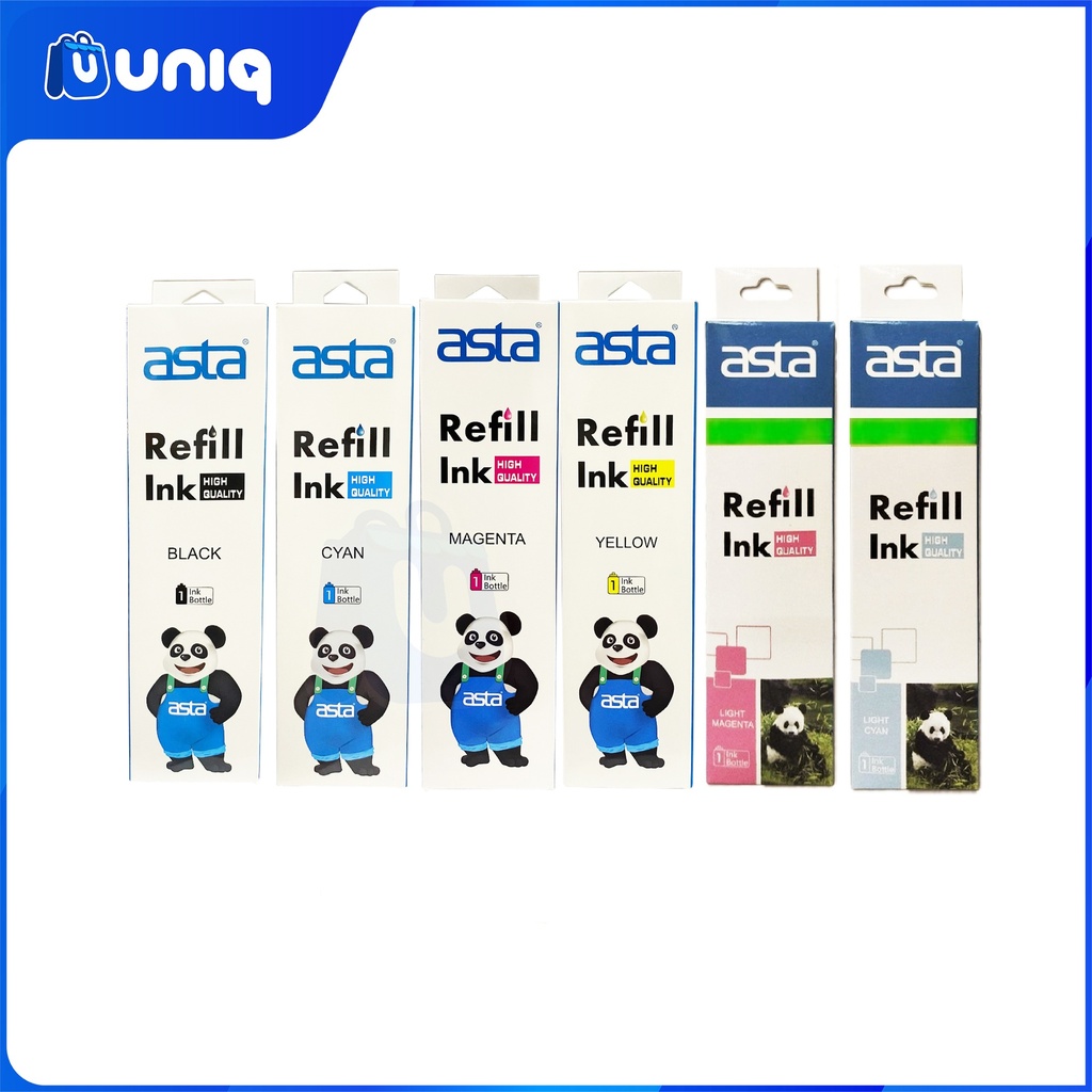 ASTA Vivid High Quality Refill Ink for EPSON CISS Printers 100ml. (Set of 6 Colors - B,C,M,Y,LC,LM)