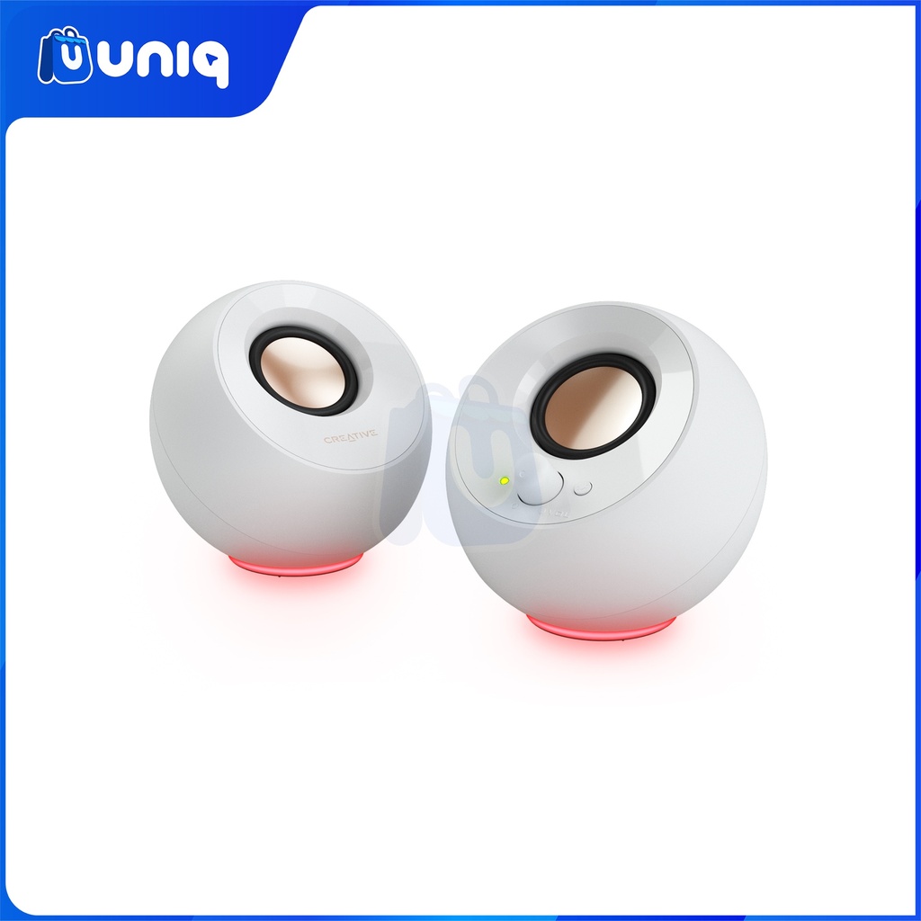 Creative Pebble SE White (MF1725) 2.0 USB-C Powered PC Speakers with RGB Lighting
