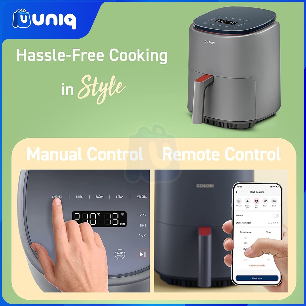 Cosori CAF-PI401S 3.8L Lite Smart Air Fryer (Gray)