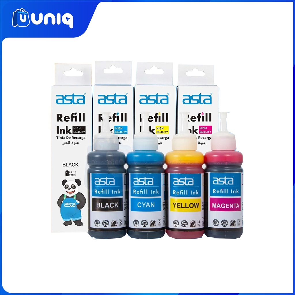 ASTA Vivid High Quality Refill Ink for EPSON CISS Printers 100ml. (10 Sets B,C,M,Y)