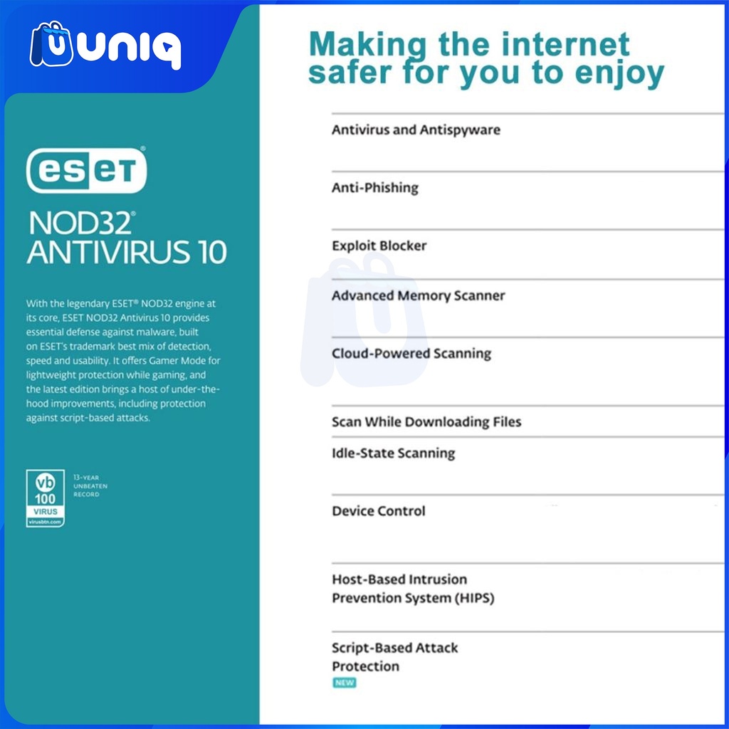 ESET NOD32 Antivirus with 2 Years Subscription for 1 Device (Key Card) for your PC or Laptop