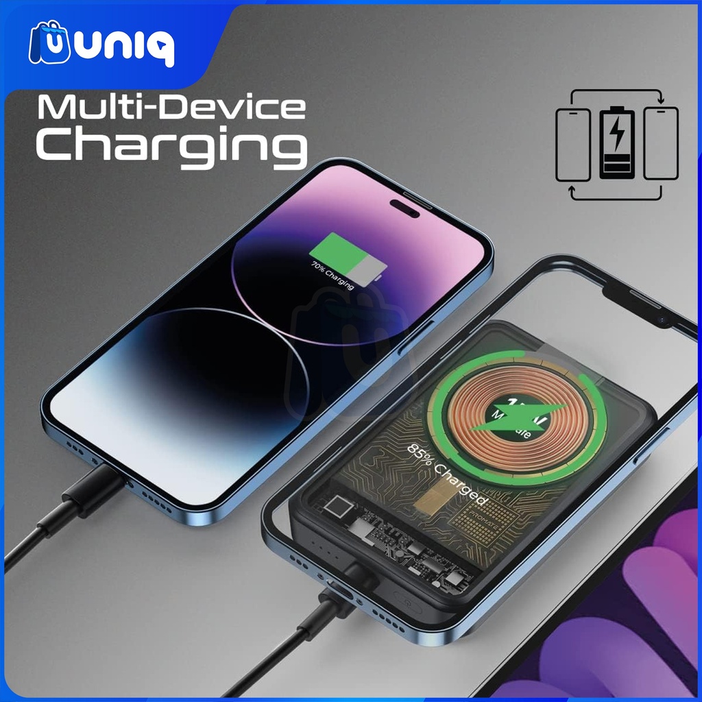 SALE!!! Promate LucidPack-10 10000mAh Transparent MagSafe Wireless Charging Power Bank (Black)