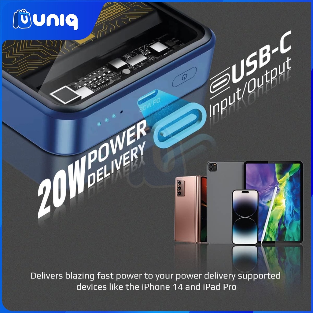 SALE!!! Promate LucidPack-10 10000mAh Transparent MagSafe Wireless Charging Power Bank (Blue)