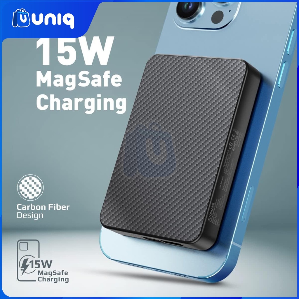 SALE!!!  Promate TransPack-5 5000mAh Transparent MagSafe Wireless Charging Power Bank (Black)