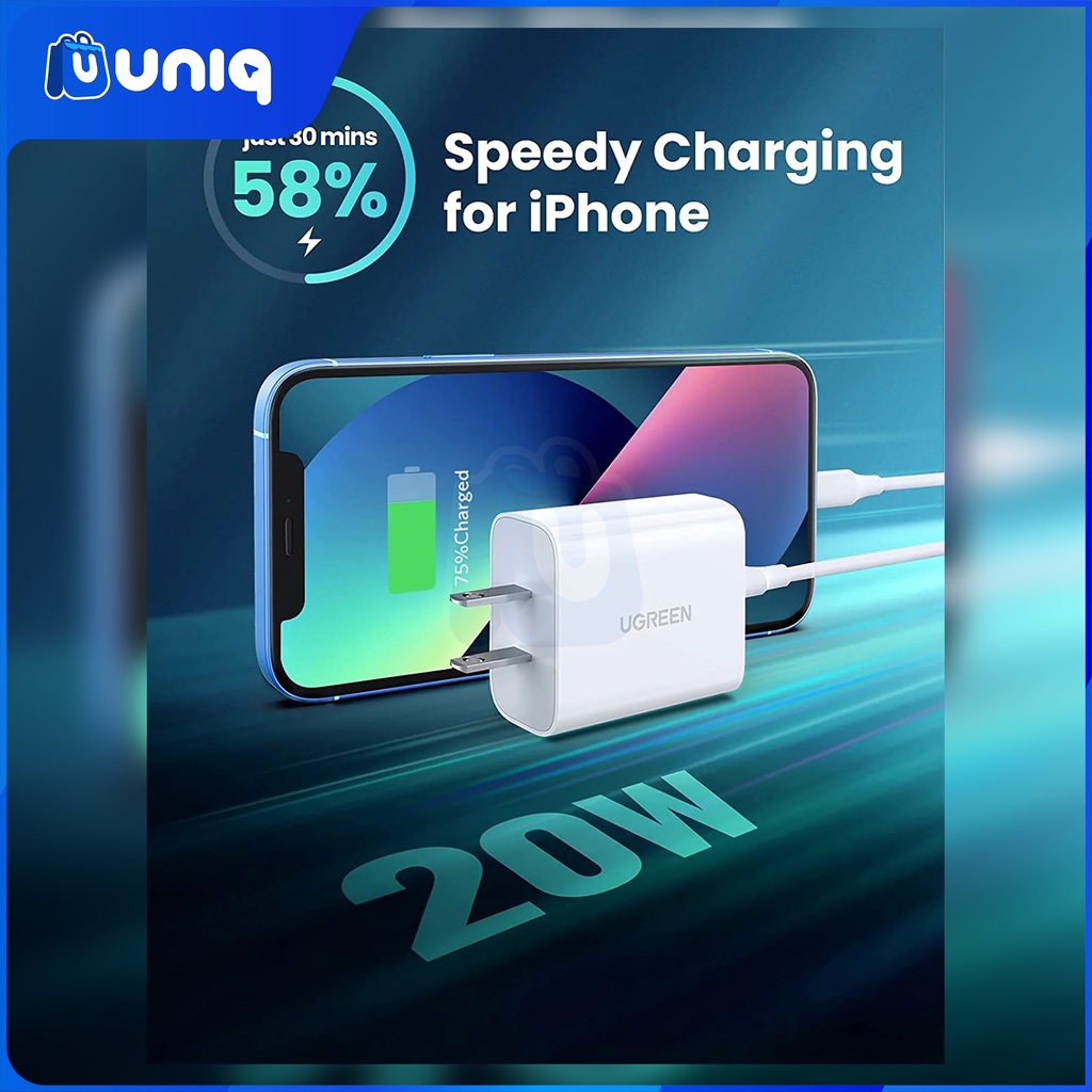 UGREEN 60449 Type-C 20W Fast Charging Power Adapter (White)
