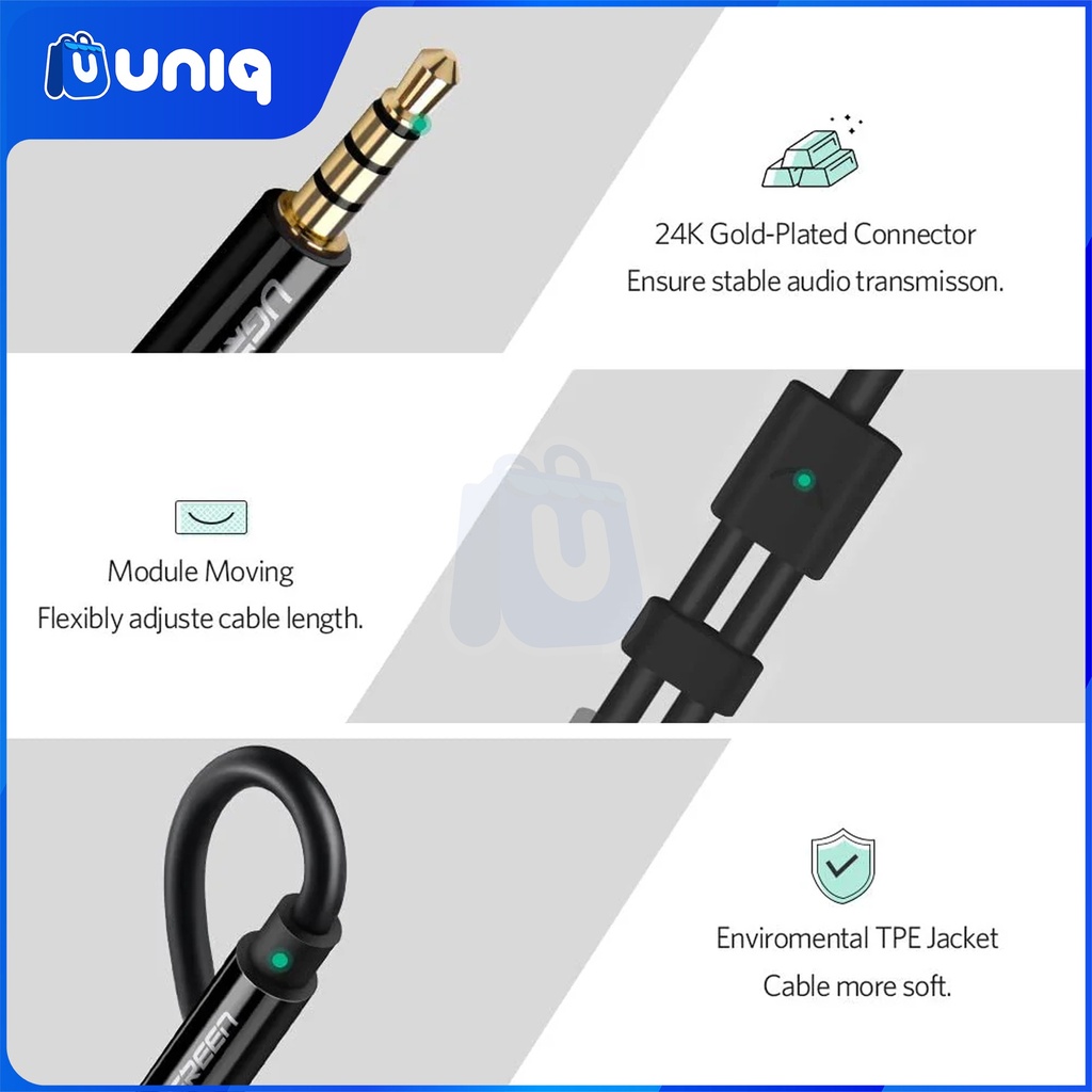 UGREEN 30620 3.5mm Male to 2 Female Audio Cable (Black)