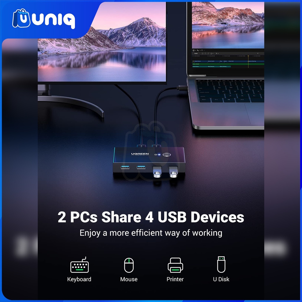 UGREEN 30768 2-in-4 Out USB Sharing Switch Box