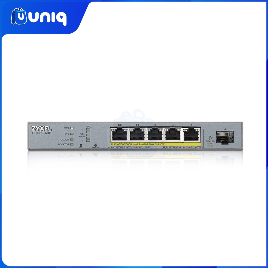 Zyxel GS1350-6HP 5-Port Gigabit PoE+ L2 Web Managed Switch