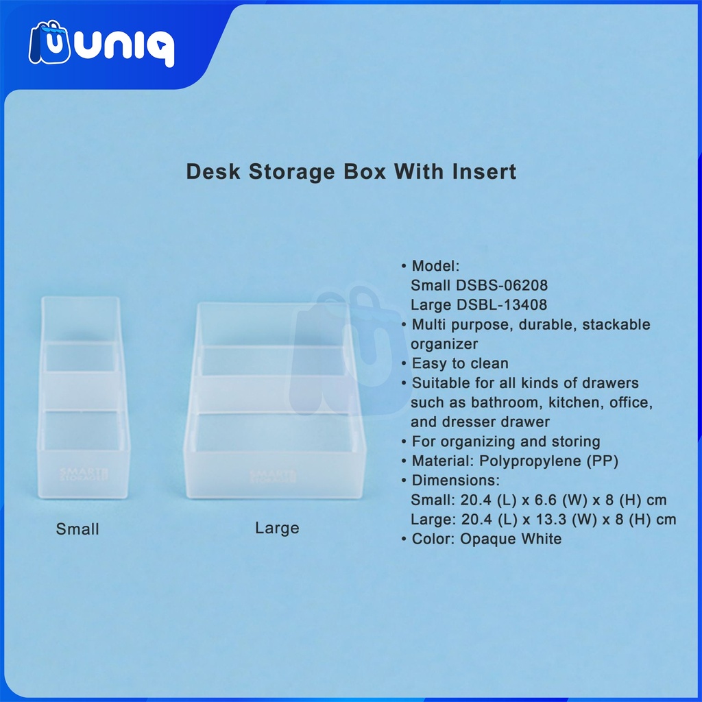 Smart Storage by H&I Desk Storage Box with Insert (Large)