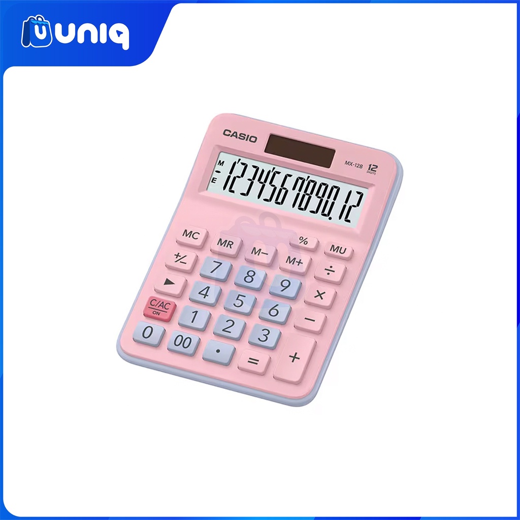 Casio MX-12B-PKLB (Pink Light Blue) Practical Calculator