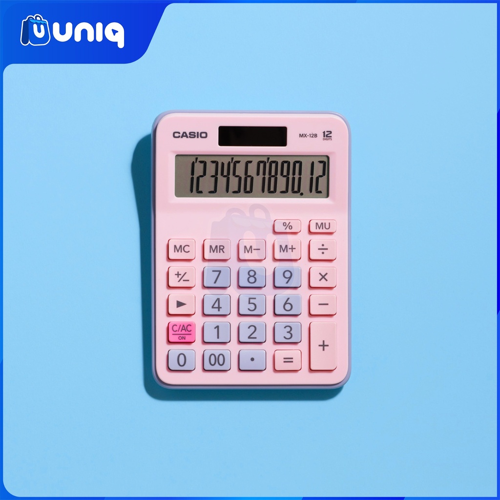 Casio MX-12B-PKLB (Pink Light Blue) Practical Calculator