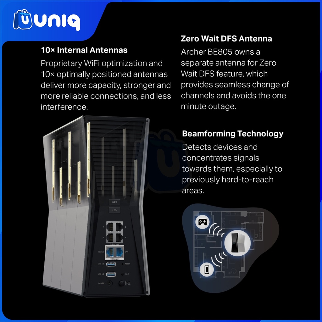 TP-Link Archer BE805 BE19000 Tri-Band Wi-Fi 7 Router