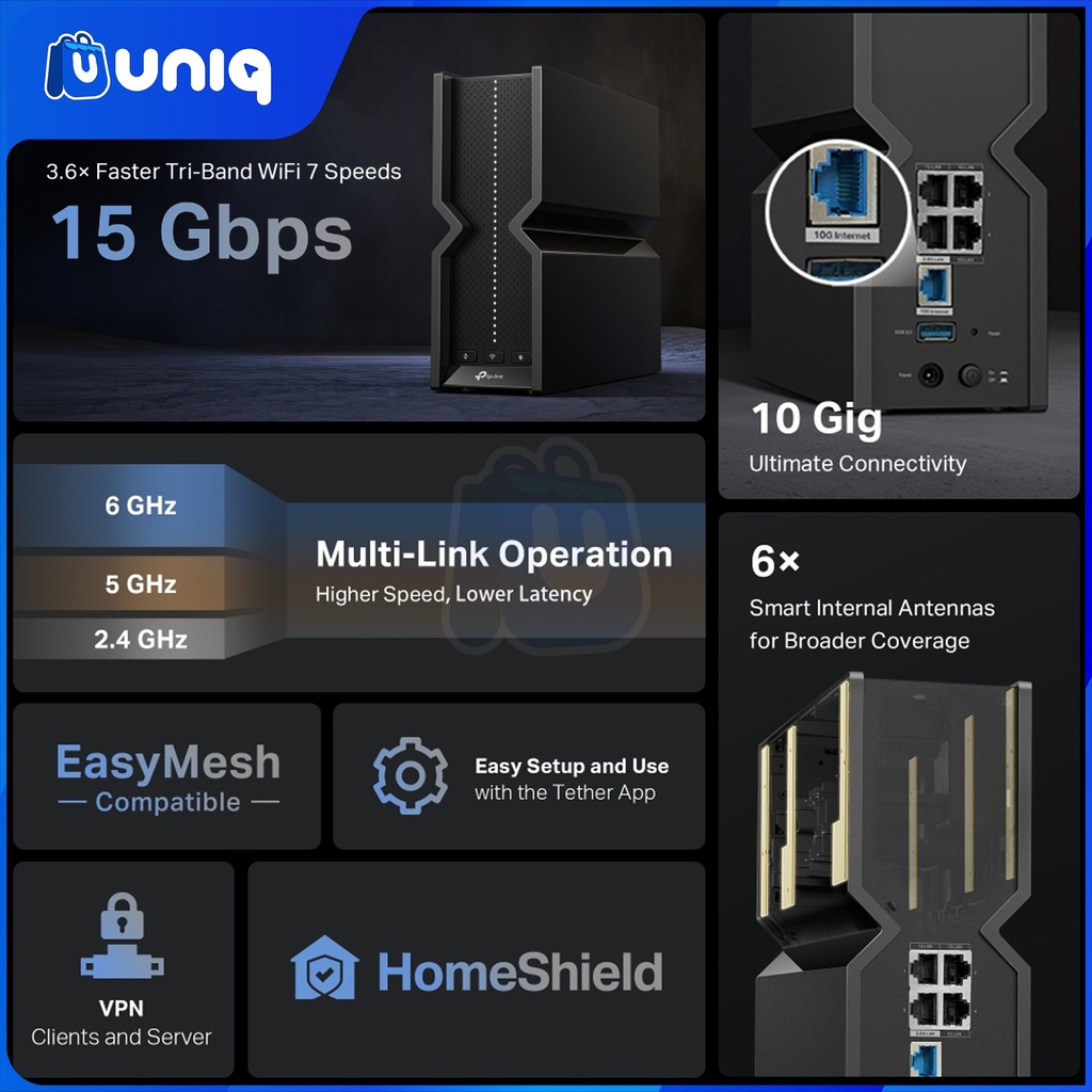 TP-Link Archer BE700 BE15000 Tri-Band Wi-Fi 7 Router