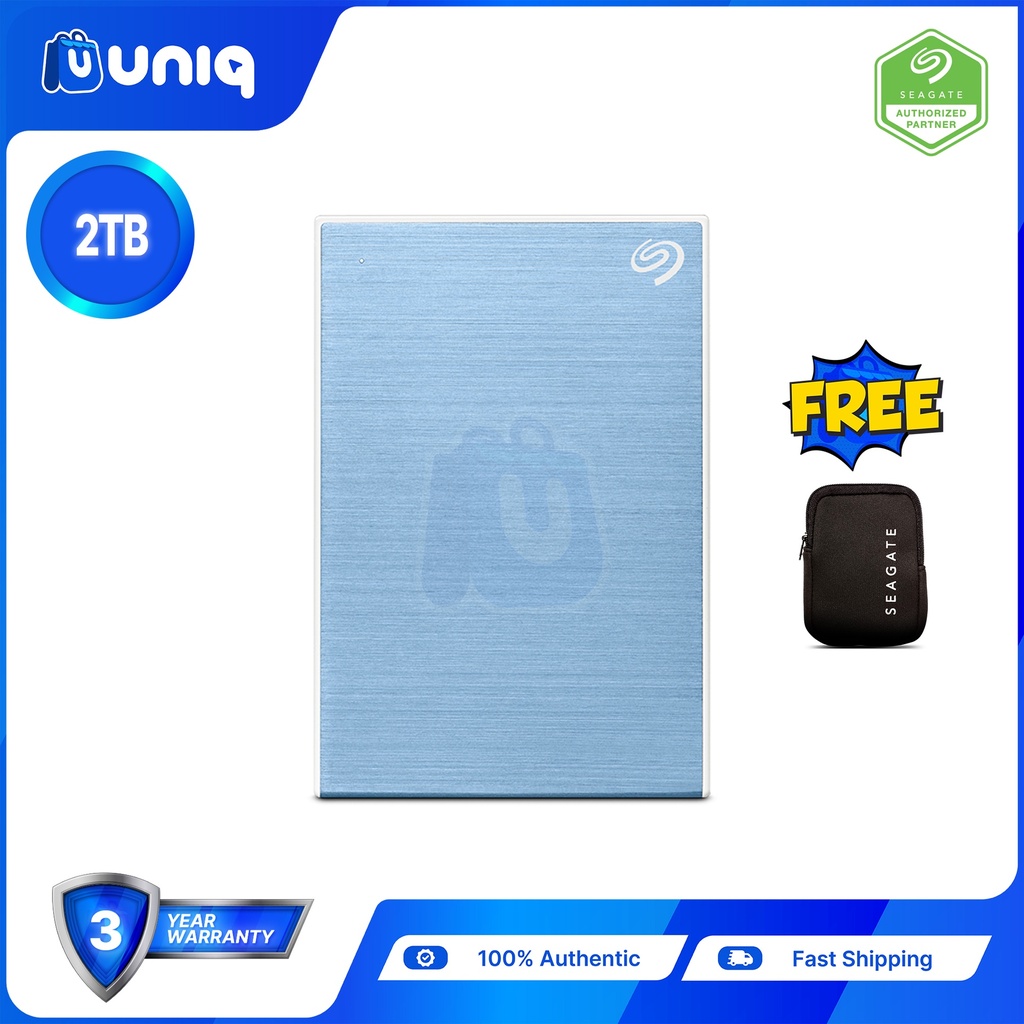 SALE!!! Seagate One Touch 2TB (Light Blue) Portable Hard Drive (STKY2000402) with FREE Seagate Pouch
