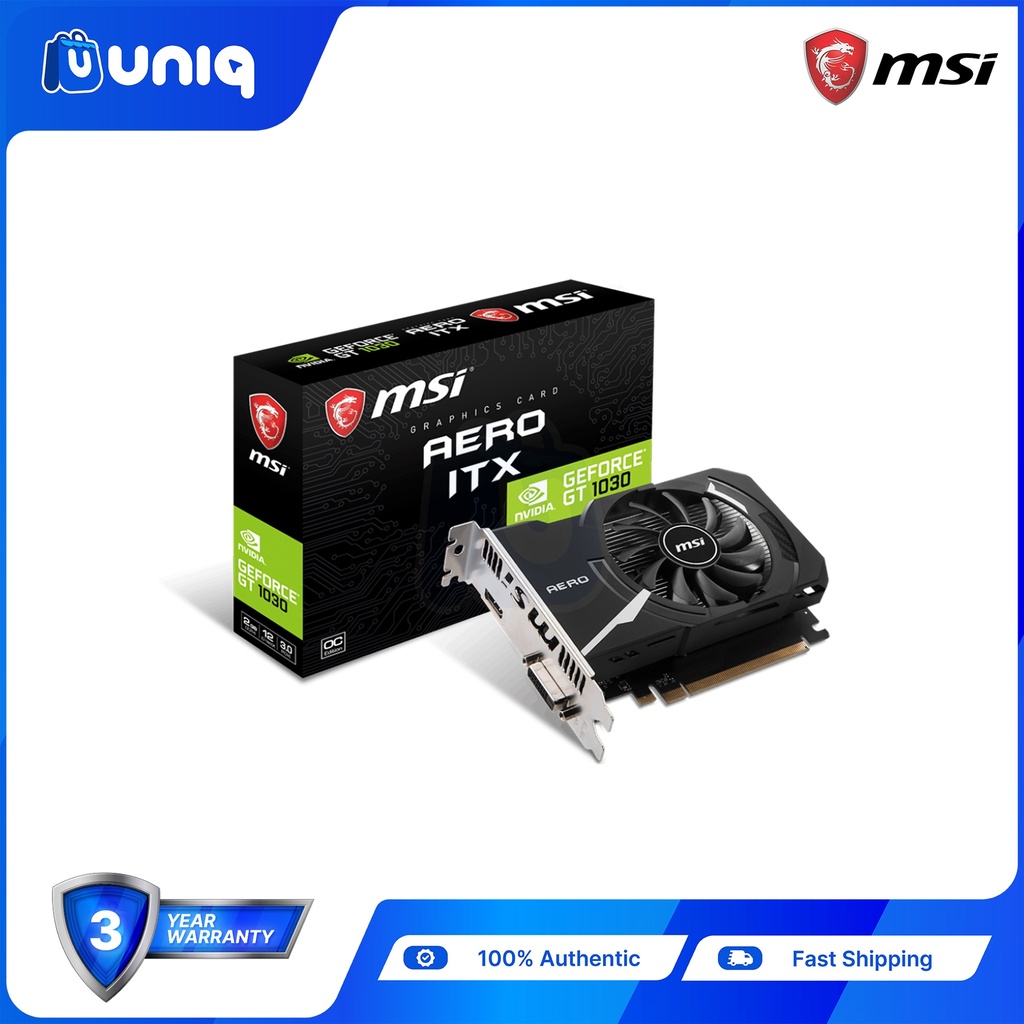 MSi GeForce GT1030 Aero ITX 2GD4 OC DDR4 64-bit Graphics Card