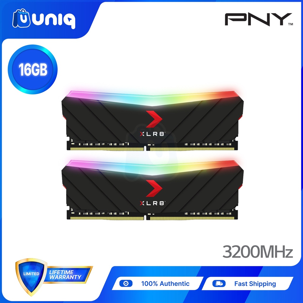 PNY XLR8 Gaming EPIC-X RGB 2X8GB (16GB) 3200MHZ (BLACK) Desktop Memory Kit (MD16GK2D4320016XRGB)