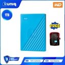 WD My Passport 1TB (Blue) Portable Hard Drive with FREE WD Soft Pouch