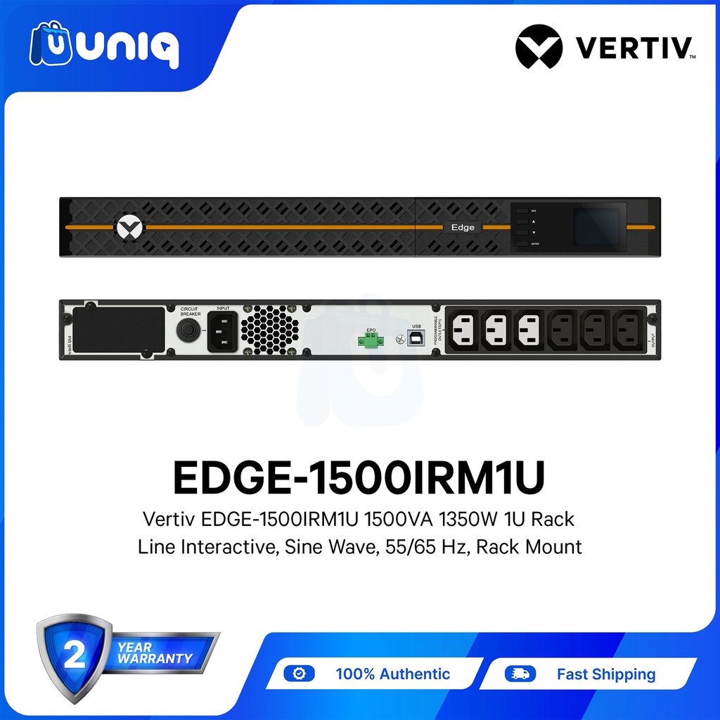 Vertiv™ Edge UPS 1500VA/1350W, 230V Rackmount 1U (EDGE-1500IRM1U)