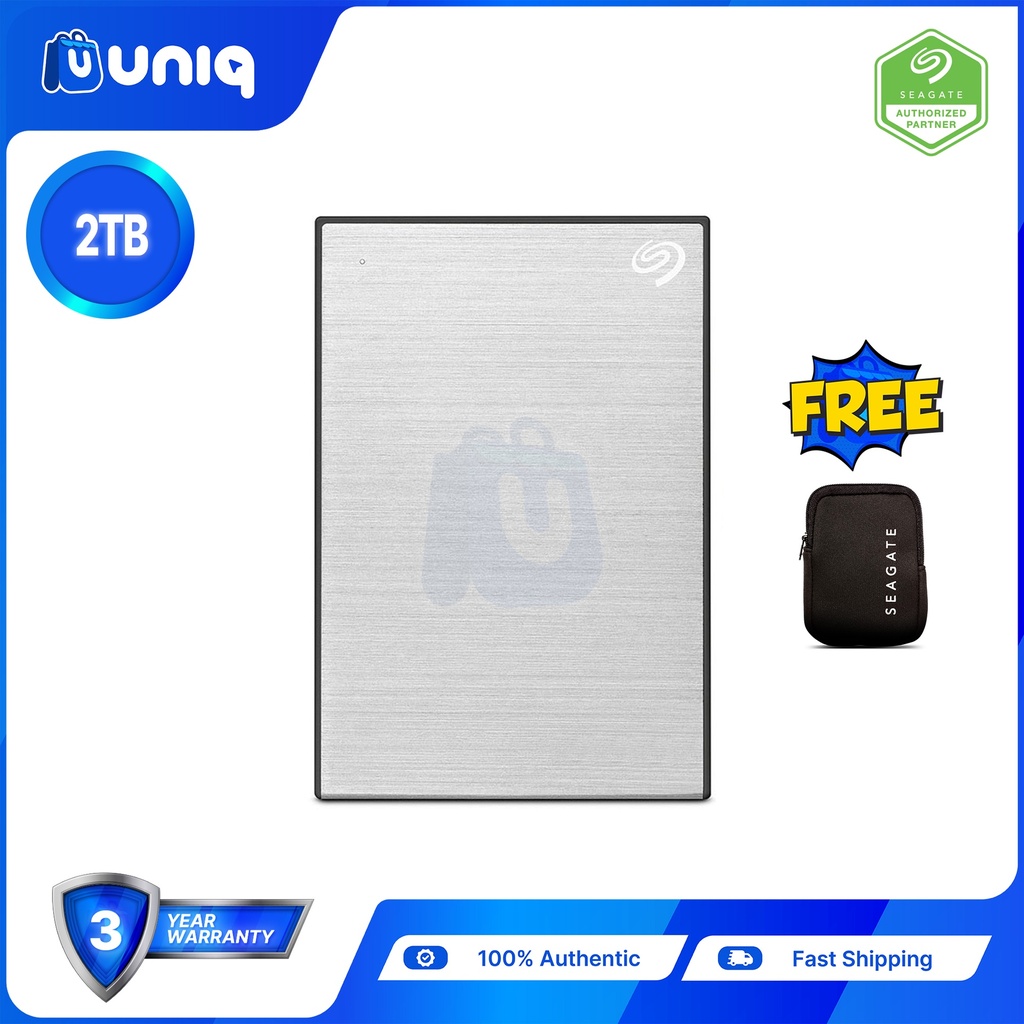 Seagate One Touch 2TB (Silver) Portable Hard Drive (STKY2000401) with FREE Seagate Pouch