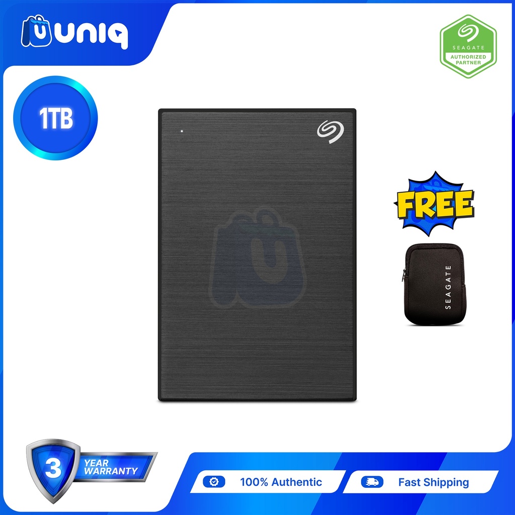 Seagate One Touch 1TB (Black) Portable Hard Drive (STKY1000400) with FREE Seagate Pouch