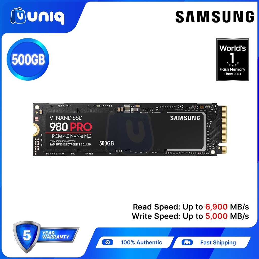 Samsung 980 PRO 500GB NVME M.2 PCIE Internal SSD (MZ-V8P500BW)