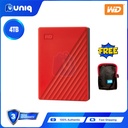 WD My Passport 4TB (Red) Portable Hard Drive with FREE Soft Pouch