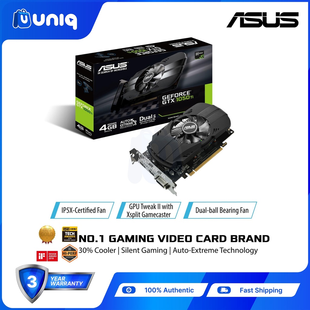 SALE!!! ASUS Phoenix GeForce GTX 1050 Ti 4GB GDDR5 Single Fan Gaming Graphics Card (PH-GTX1050TI-4G)