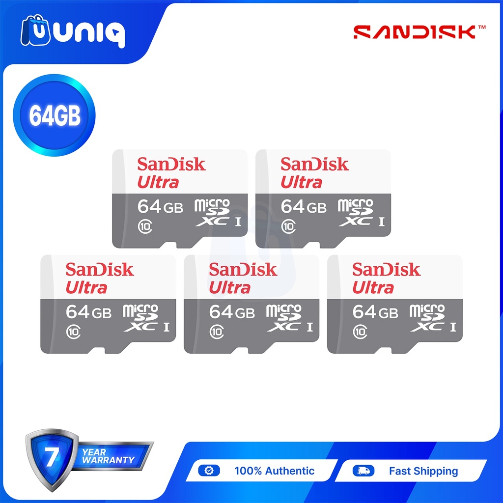 Sandisk Ultra microSD UHS-I Card ~ 64GB (SDSQUNR) - SET of 5