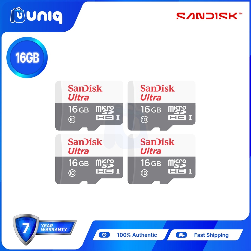 Sandisk Ultra microSD UHS-I Card ~ 16GB (SDSQUNS) - SET of  4