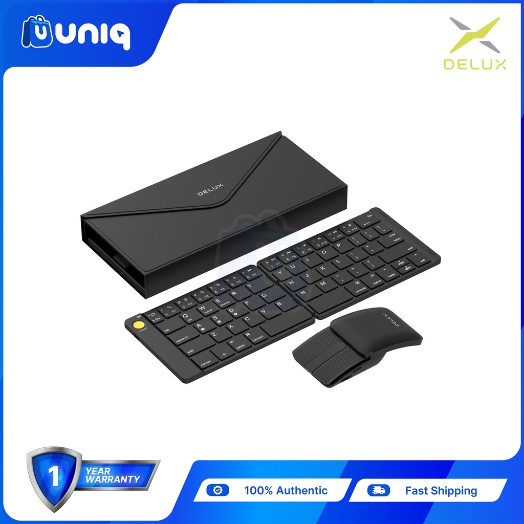 Delux PockCombo KF10+MF10PRO+Leather Bag Pocket-sized keyboard and Mouse Combo (Black)
