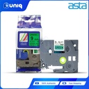 ASTA TZ-721 Label Tapes for Brother P-touch Label Printer 9mm (Black on Green)