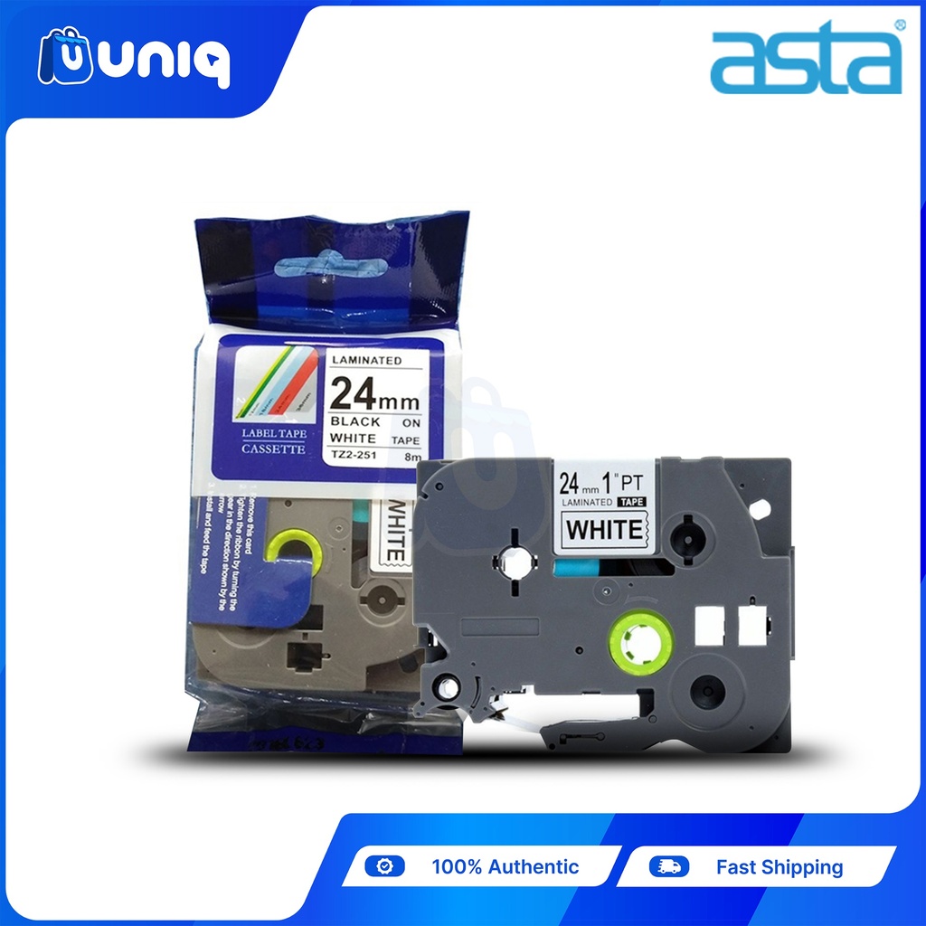 ASTA TZ-251 Label Tapes for Brother P-touch Label Printer 24mm (Black on White)