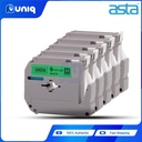 ASTA 5pcs. MK-721 Label Tapes for Brother P-touch Label Printer 9mm (Black on Green)
