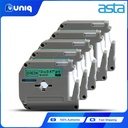 ASTA 5pcs. MK-731 Label Tapes for Brother P-touch Label Printer 12mm (Black on green)