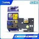 ASTA TZ-611 Label Tapes for Brother P-touch Label Printer 6mm (Black on Yellow)