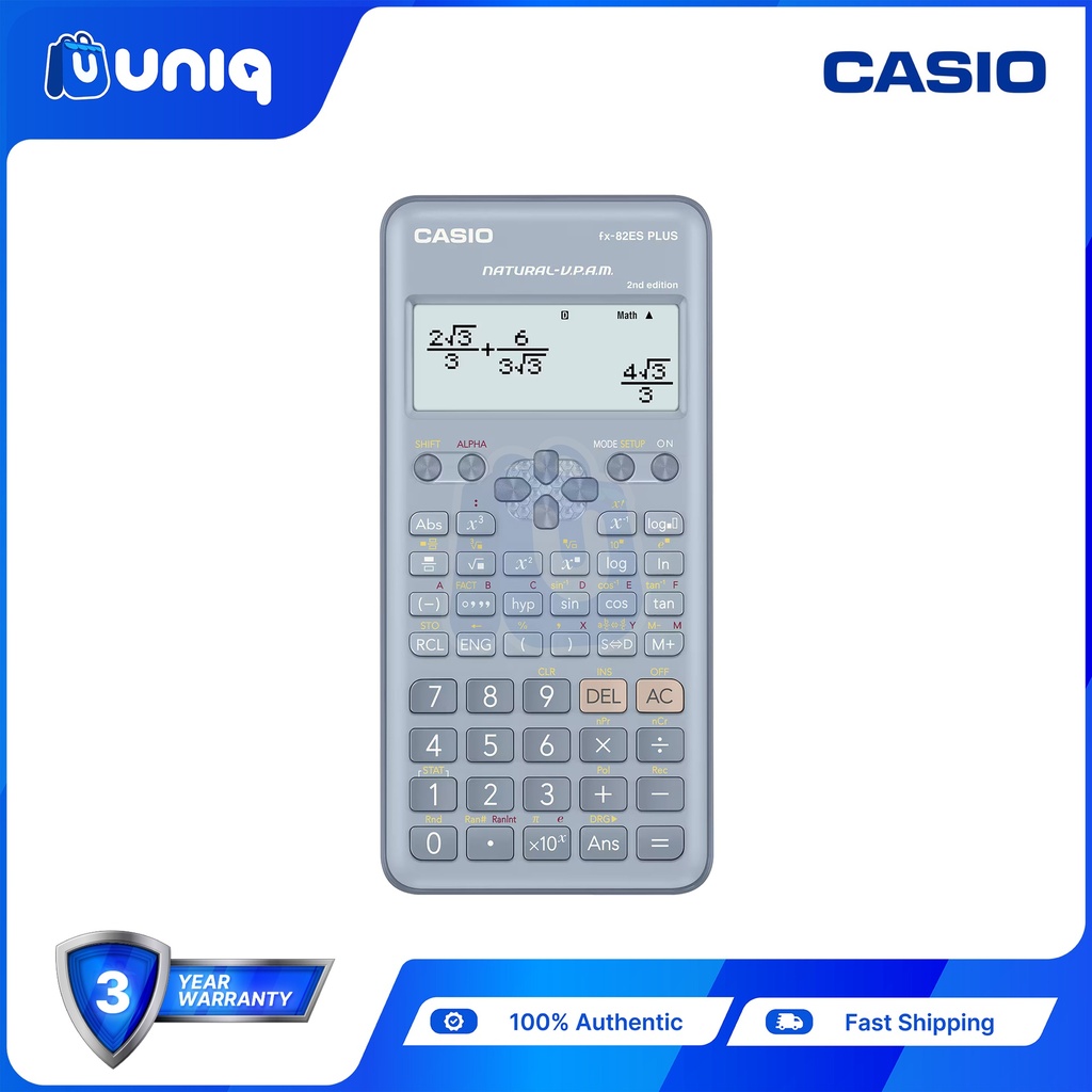Casio FX-82ES PLUS 2nd Edition Standard Scientific Calculator (Blue)
