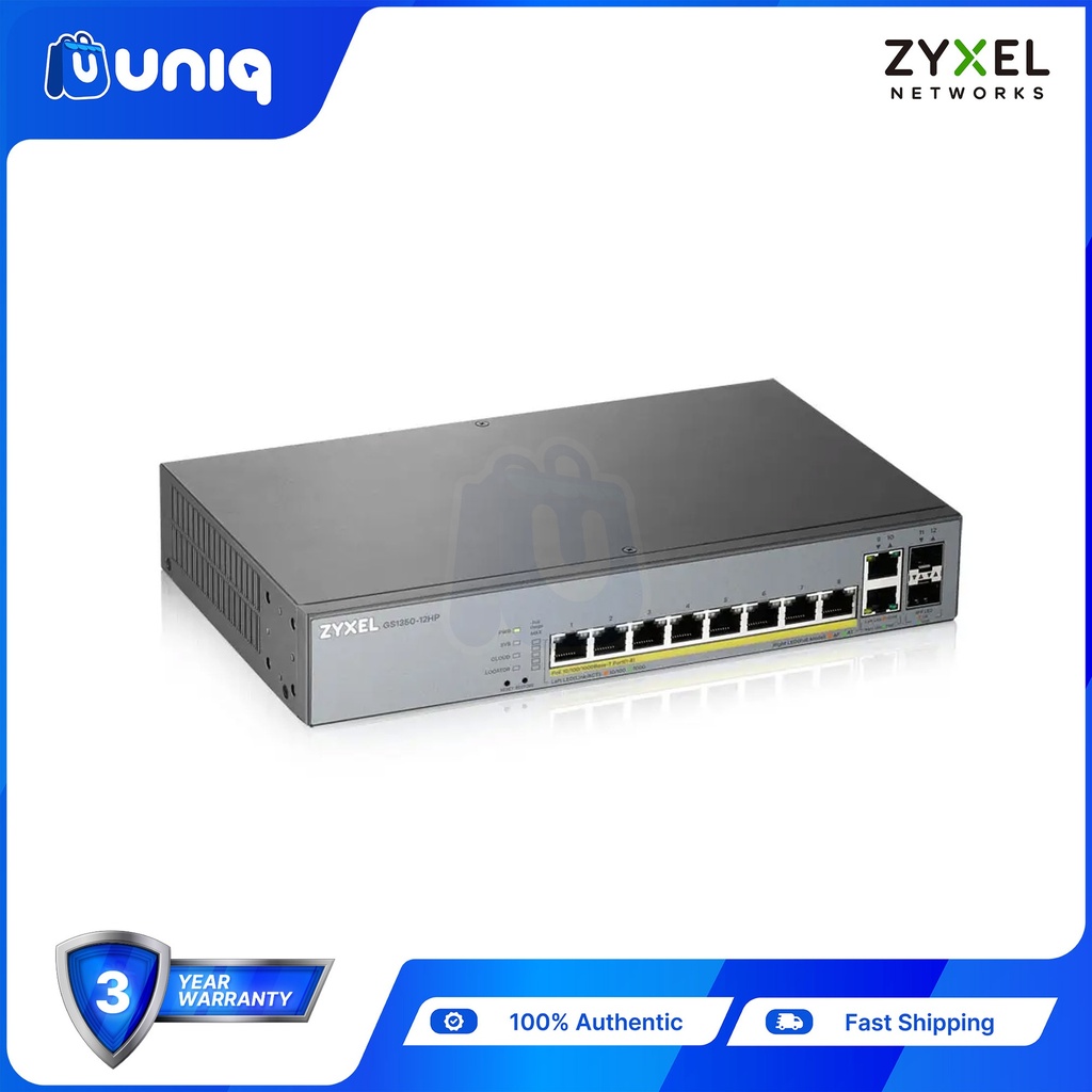 Zyxel GS1350-12HP 8-Port Gigabit PoE+ L2 Web Managed Switch