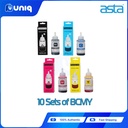 ASTA Premium Quality Refill Ink for Epson Printers 70ml. (10 Set of BCMY) 
