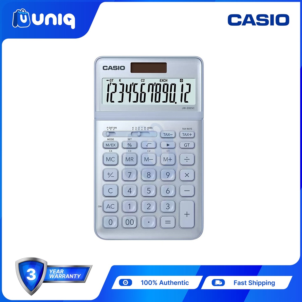 Casio JW-200SC-BU (Blue) Stylish Calculator