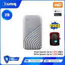 WD My Passport SSD 2TB (Silver) External SSD (WDBAGF0020BGY-WESN) with FREE WD Pouch