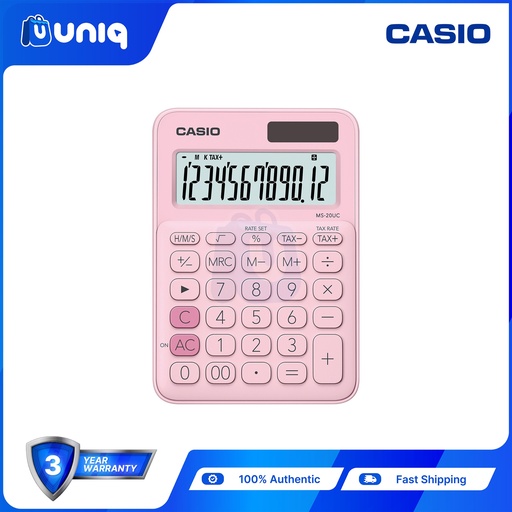 [Casio-025_Pink] Casio MS-20UC-PK (Pink) Mini Desk Type Calculator