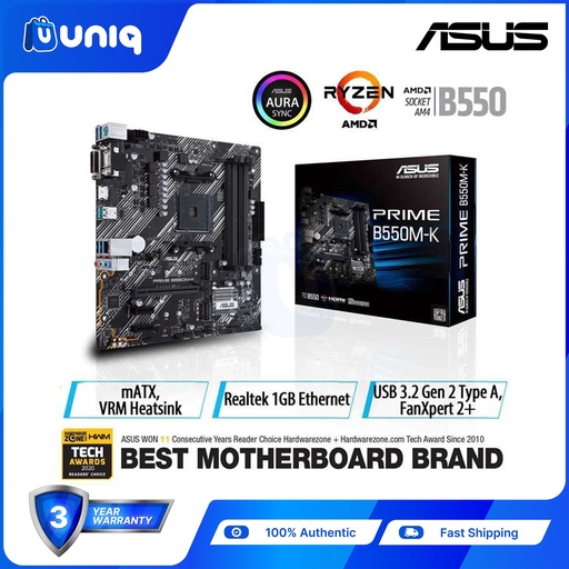 [ASUS-63K] ASUS Prime B550M-K AMD B550 Ryzen AM4 Micro-ATX Motherboard